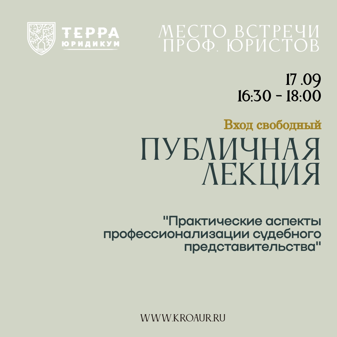 Публичная лекция "Профессионализация судебного представительства"
